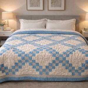 006 Blue Diamond Quilt With Few Marks (as Is)